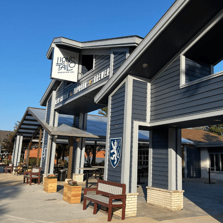 Front facade of lion's tail brewery.